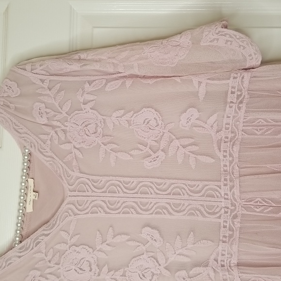 Tea N Rose Womens Shortsleeve Sheer Lined Lavender Maxi Dress - Picture 4 of 12